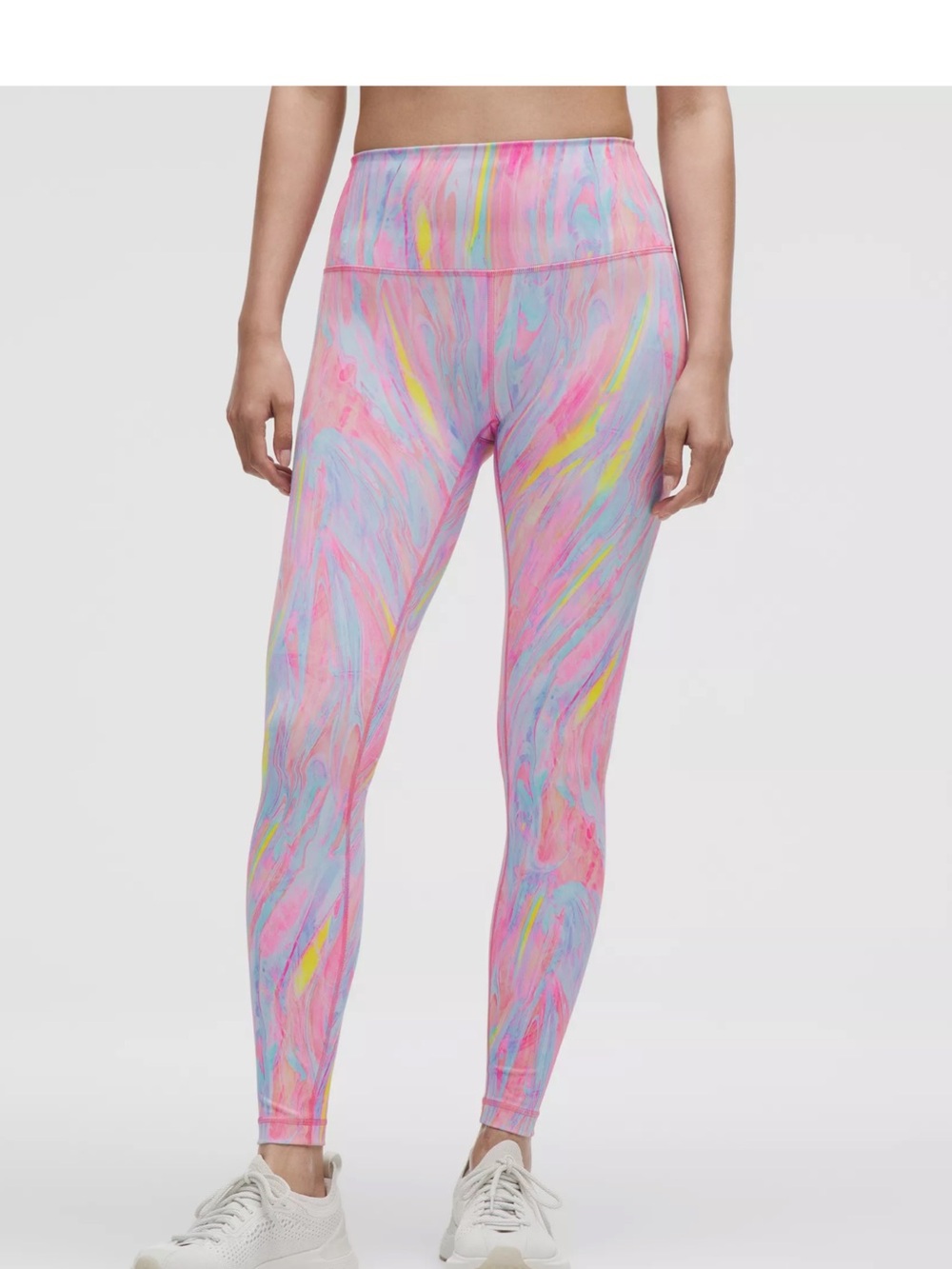 Lululemon High-Waist Marble Print Performance Leggings - Pink Multi